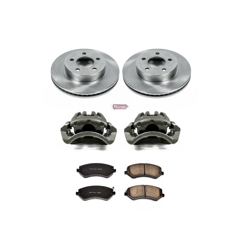 Jeep Liberty Brake Kit - Front - PowerStop - OE Style Non-Coated Rotors + Evolution Ceramic Pads + Replacement Calipers - `02-`07