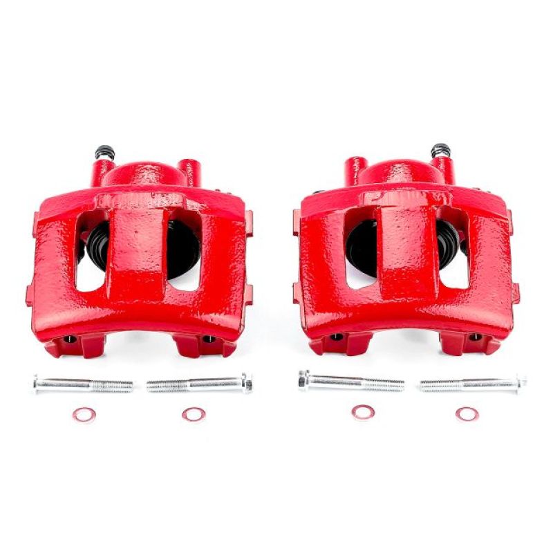 Jeep Cherokee Brake Calipers - Front - PowerStop - Red Powder Coated - Red - `90-`01