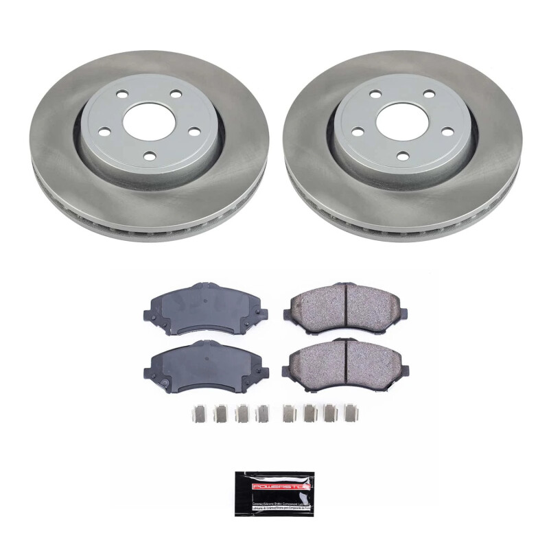 Jeep Liberty Brake Kit - Front - PowerStop - Semi-Coated Rotors + Z17 Evolution Plus Low-Dust Ceramic Pads - Silver - `08-`12