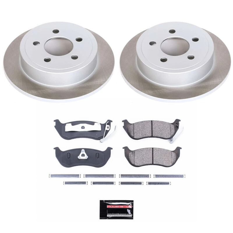 Jeep Wrangler Brake Kit - Rear - PowerStop - Semi-Coated Rotors + Z17 Evolution Plus Low-Dust Ceramic Pads - `03-`06