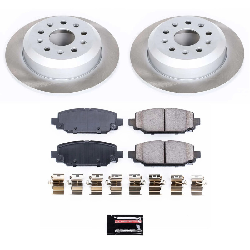 Jeep Wrangler Brake Kit - Rear - PowerStop - Semi-Coated Rotors + Z17 Evolution Plus Low-Dust Ceramic Pads - `18-`22