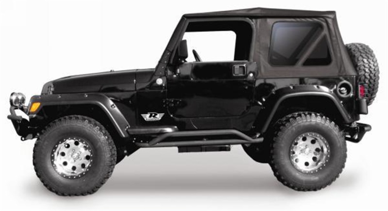 Jeep Wrangler Complete Soft Top - Rampage - Includes Frame, Hardware, and Tinted Windows - Black Diamond - `97-`06