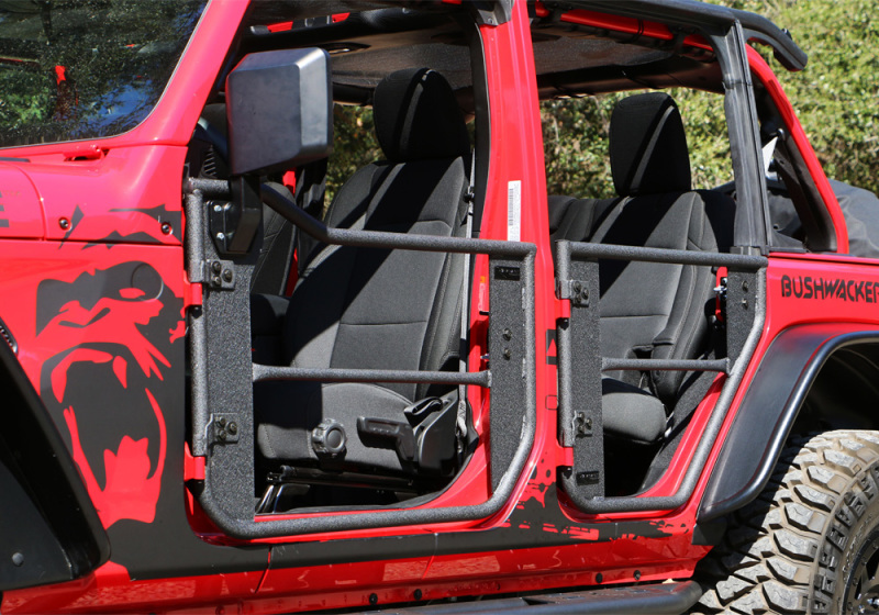 Jeep Wrangler Unlimited Sport Trail Doors - Rampage - Safari Style, Textured Black Powder Coat Finish, Removable Netting - Black - `18-`19