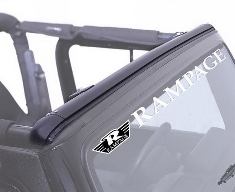 Jeep Wrangler Windshield Channel - Rampage - No Drill - Black - `97-`06