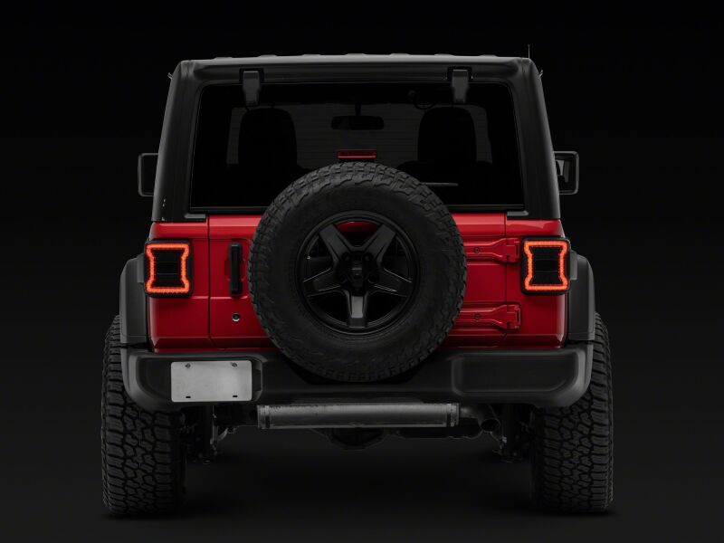 Jeep Wrangler LED Taillights - Raxiom - Red Housing, Smoked Lens - `18-`26