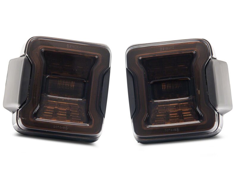 Jeep Wrangler LED Taillights - Raxiom - Red Housing, Smoked Lens - `18-`26