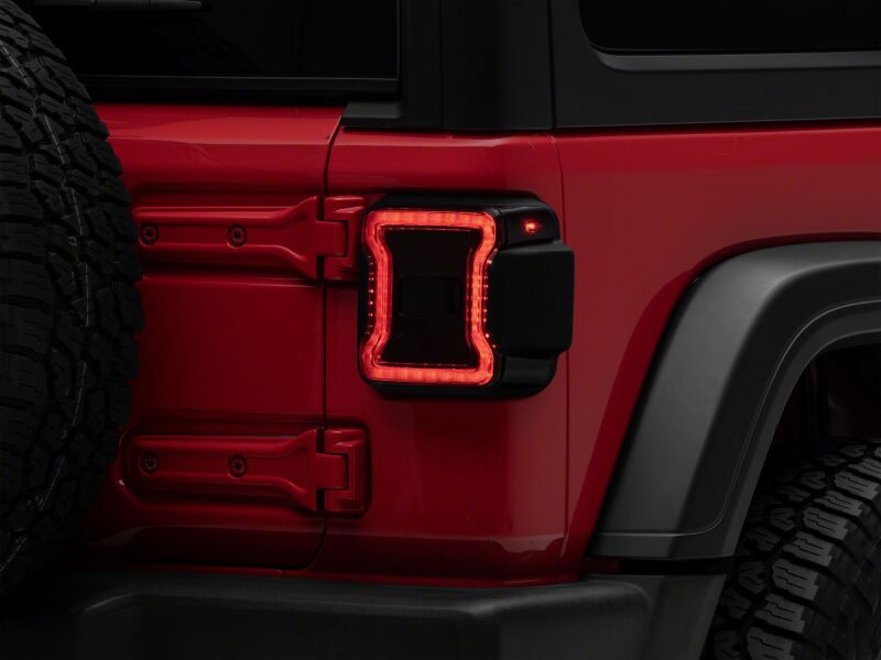 Jeep Wrangler LED Taillights - Raxiom - Red Housing, Smoked Lens - `18-`26