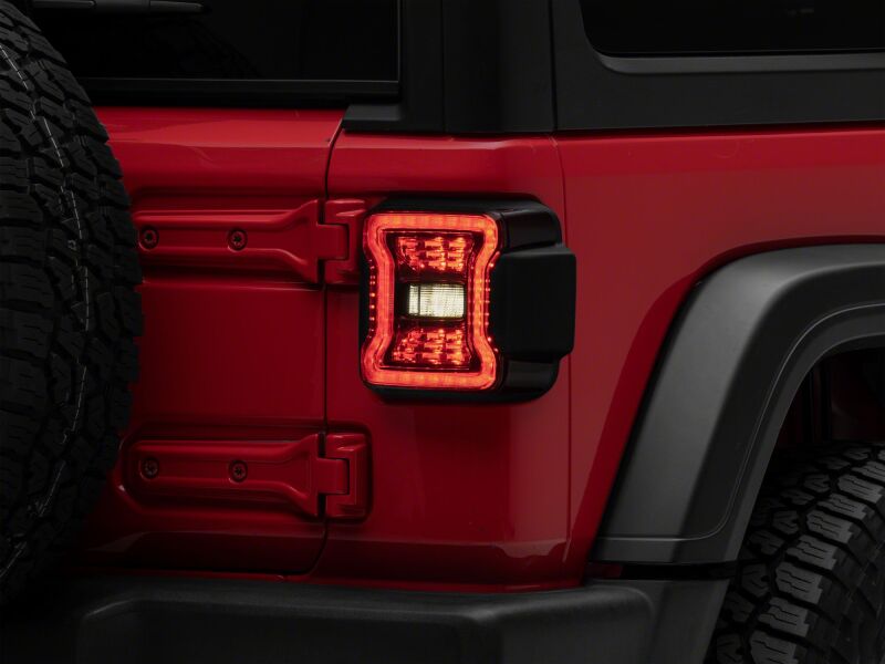 Jeep Wrangler LED Taillights - Raxiom - Red Housing, Smoked Lens - `18-`26