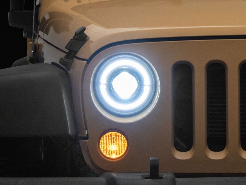 Jeep Wrangler JK LED Headlights - Raxiom - Hi Output LED/Angel Eye DRL/Black Housing/Clear Lens - `07-`08