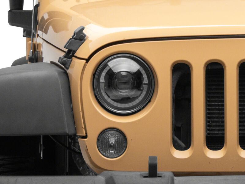 Jeep Wrangler JK LED Headlights - Raxiom - Hi Output LED/Angel Eye DRL/Black Housing/Clear Lens - `07-`08