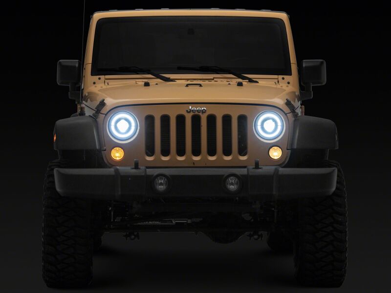 Jeep Gladiator LED Headlights - Raxiom - HiOutput LED with Angel Eye DRL - Black-Clear - `20-`26