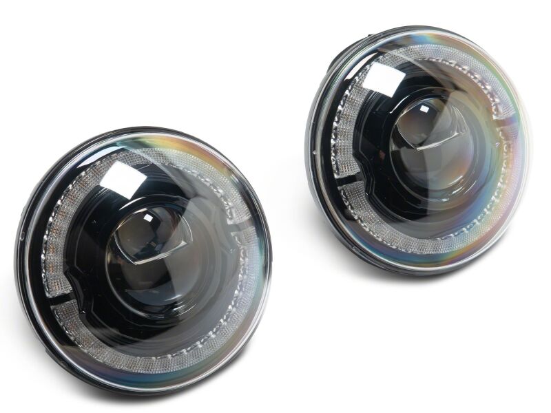 Jeep Gladiator LED Headlights - Raxiom - HiOutput LED with Angel Eye DRL - Black-Clear - `20-`26