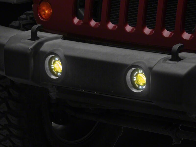 Jeep Wrangler JK Fog Lights - Raxiom - V2 LED Switchback with Amber Turn Signal and Halo Rings - `07-`18
