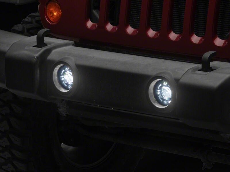 Jeep Wrangler JK Fog Lights - Raxiom - V2 LED Switchback with Amber Turn Signal and Halo Rings - `07-`18