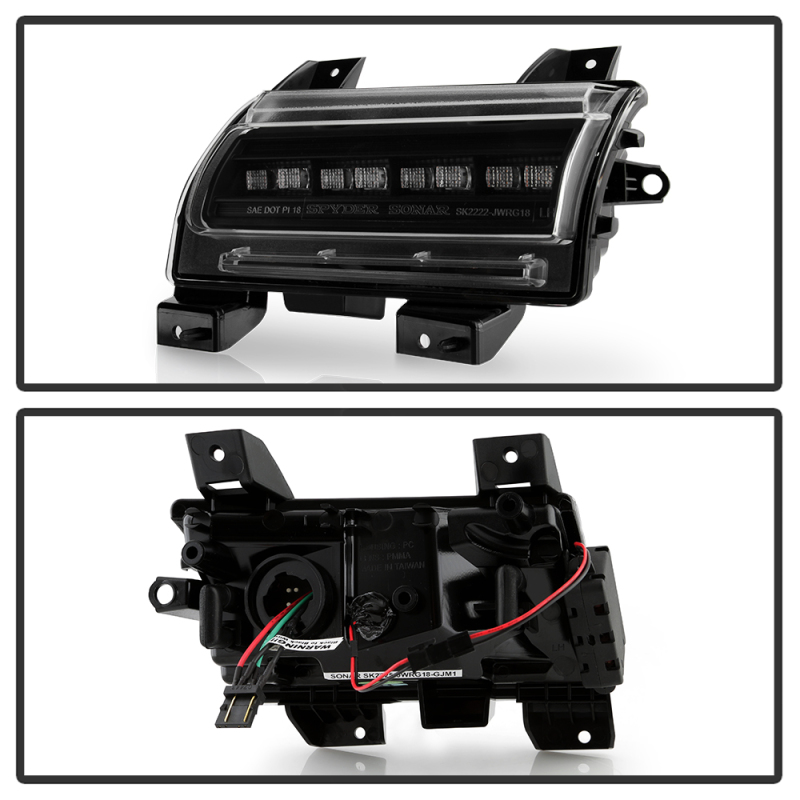 Jeep Wrangler LED Tail Lights - SPYDER - Sequential LED Turn Signal Lights - Black - `18-`20