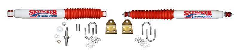 Jeep Wrangler Steering Damper Kit - Skyjacker - Dual Stabilizer Kit - White with Red Boots - `97-`06 Jeep Wrangler Steering Damper Kit - Skyjacker - Dual Stabilizer Kit - White with Red Boots - `97-`06