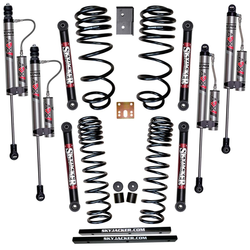 Jeep Wrangler TJ Suspension Lift Kit - Front + Rear - Skyjacker - ADX 2.0 Remote Reservoir Monotube Shocks - `97-`02