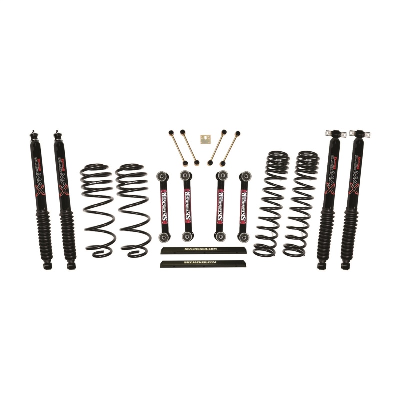 Jeep TJ Suspension Lift Kit - Front + Rear - Skyjacker - 4in Dual Rate Long Travel w/ Black Max Shocks - Black - `97-`02