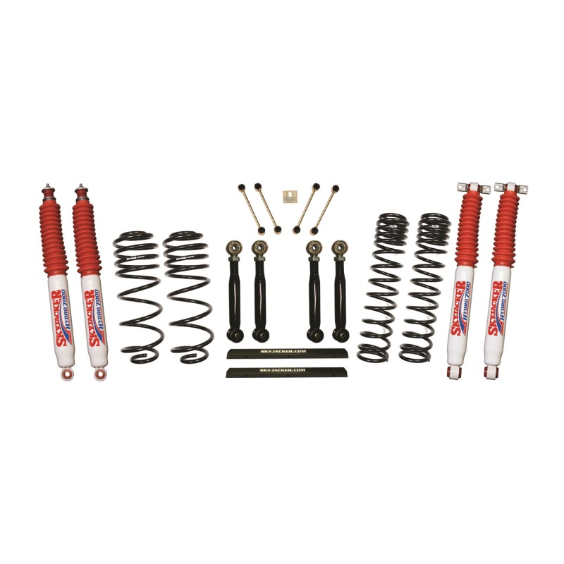 Jeep TJ Suspension Lift Kit - Skyjacker - 4in D-Rate Long Travel Kit w/ Adj. FR/RR Lower Flex Links/Hydro 7000 Shocks - `97-`02