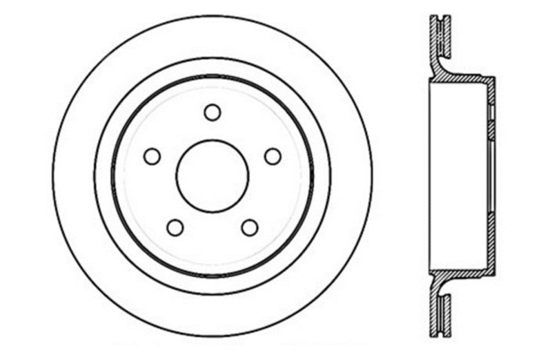 Jeep J8 Brake Rotor (1) - Rear Right - Stoptech - Sport Drilled - Black - `08-`11
