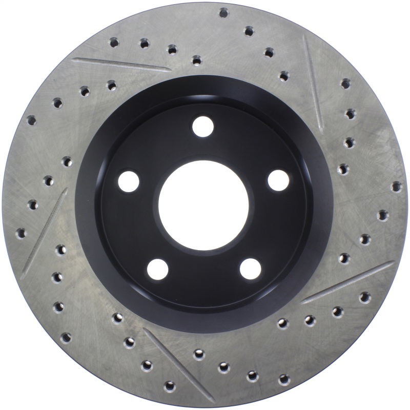 Jeep Wrangler Brake Rotor (1) - Front Right - Stoptech - Sport Cross-Drilled - Black E-Coated - `07-`13