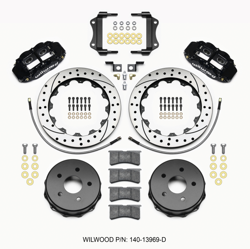 Jeep JK Brake Kit - Rear - Wilwood - Narrow Superlite 4R Calipers + BP-10 Pads + 12.88in Drilled Rotors - `07-`18