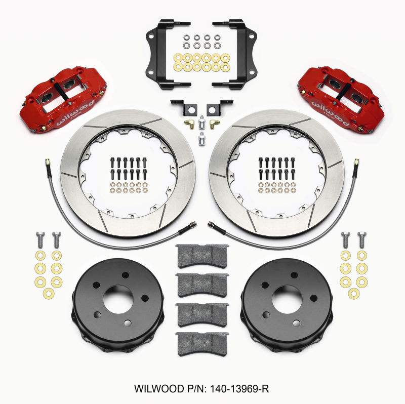 Jeep JK Brake Kit - Rear - Wilwood - Superlite 4R + BP-10 Pads + 12.88in Rotors - Red - `07-`18