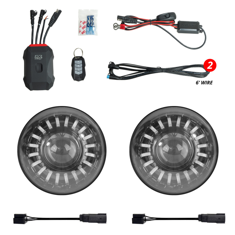 Jeep Wrangler JT Headlights - XKGLOW - XKmax RGBW Kit w/ Mnt Brkt App Cntrl - `19-`27
