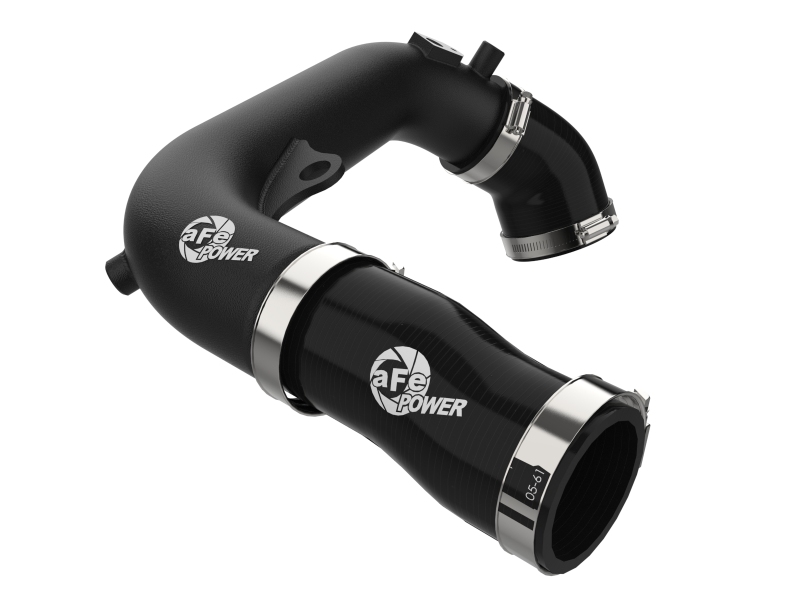 Jeep Wrangler Intercooler Charge Pipe - aFe - BladeRunner 2-1/2 IN Aluminum Hot Charge Pipe - Wrinkle Black - `24-`25