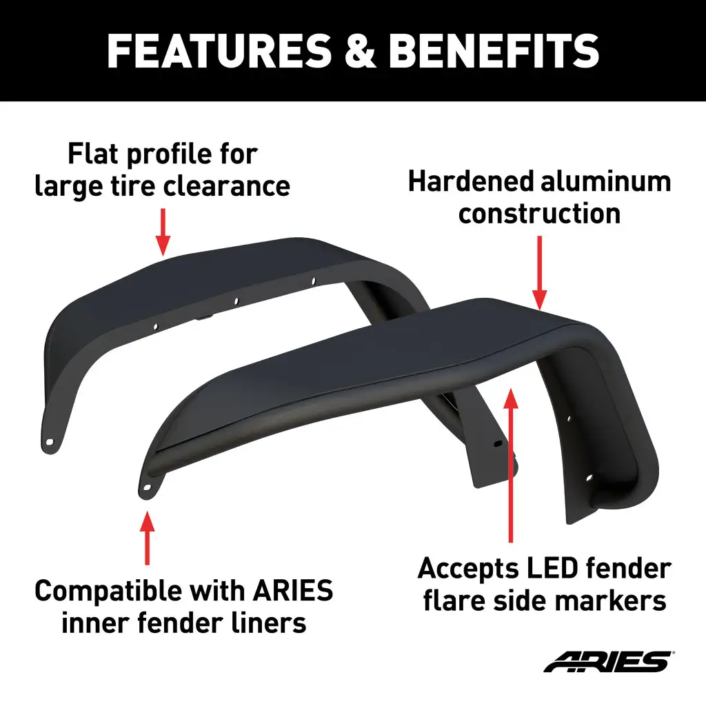 Jeep Wrangler JK Fender Flares - Front - Smooth