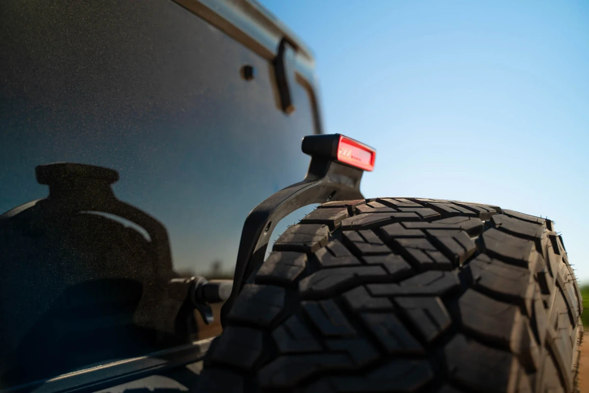 Jeep Wrangler JL Tire Carrier - Swing Gate - DV8 Offroad MTO Series Bumper - `18-`25