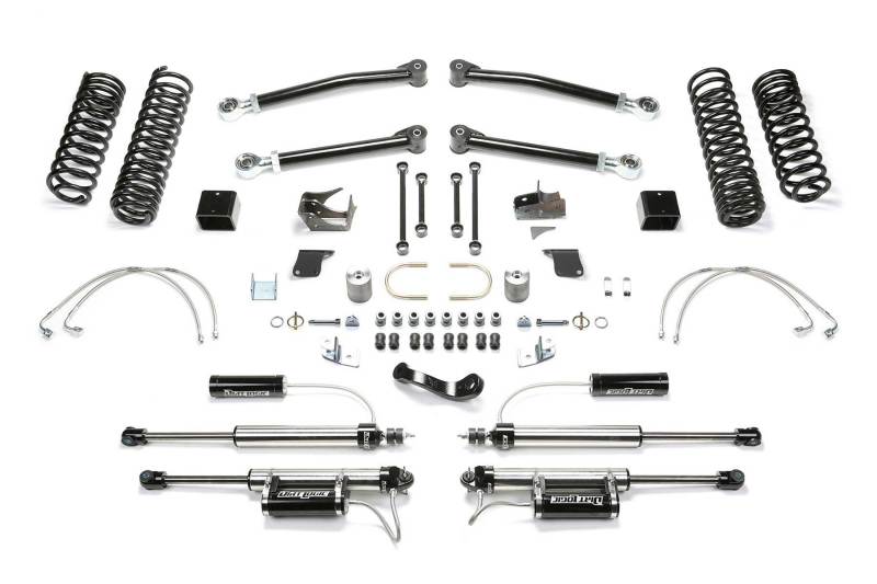 Jeep JK Suspension Lift Kit - Front + Rear - Fabtech - Long Travel, 5in Trail LT w/ DL 2.25 Resi Shocks - `07-`18