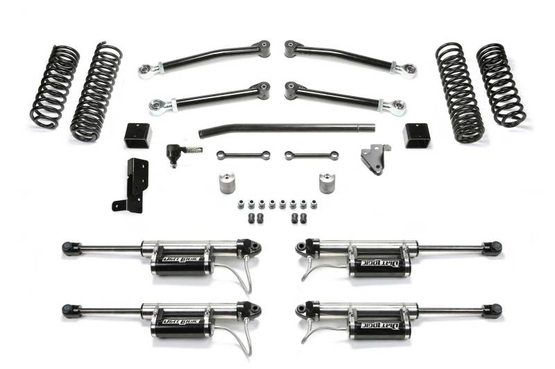 Jeep JL Suspension Lift Kit - Fabtech - 3in Trail with Dual Rate Coil Springs and DLSS Resi Shocks - `18-`21