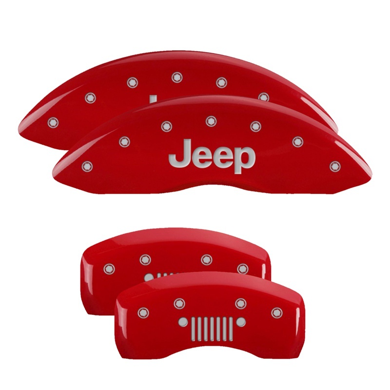 Jeep Gladiator Caliper Covers - Front + Rear - MGP - 4 Logo - Red - `20-`23 Jeep Gladiator Caliper Covers - Front + Rear - MGP - 4 Logo - Red - `20-`23