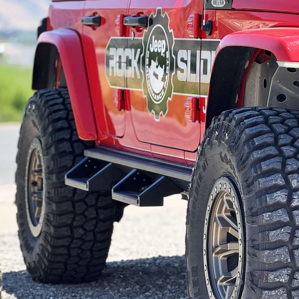Jeep Gladiator Rock Sliders - Rock Slide Engineering - Low Profile Slider & 4in Steps Combo Kit - `20-`25