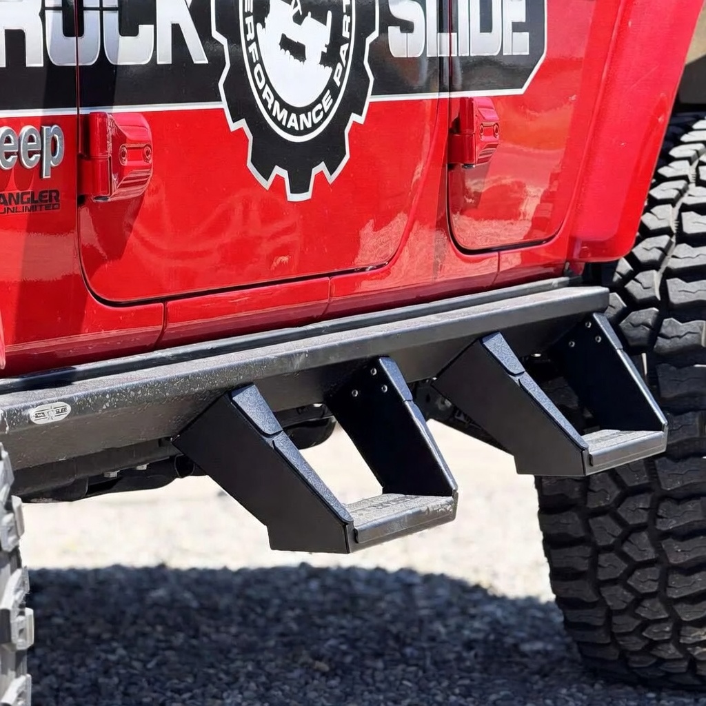 Jeep Gladiator Rock Sliders - Rock Slide Engineering - Low Profile Slider & 4in Steps Combo Kit - `20-`25