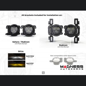 Jeep Wrangler JL LED Fog Light Kit - 4Banger Series - Morimoto - NCS/Wide/White