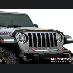 Jeep Wrangler JL Hood Shield - AVS Aeroskin - Low Profile w/ Lights - Black 