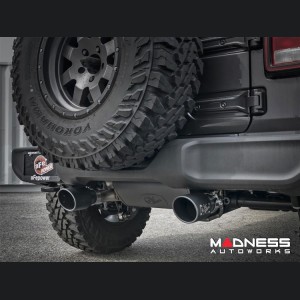 Jeep Wrangler JL 3.6L 4 Door Performance Exhaust System - 409 SS Cat Back - Rebel - AFE - Dual Exit - Black