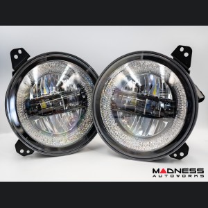 Jeep Wrangler JL Headlights - LED w/ Halos - Black Housing - 9"