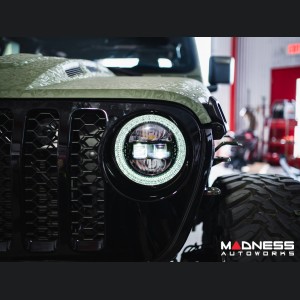 Jeep Wrangler JL Headlights - LED w/ Halos - Black Housing - 9"