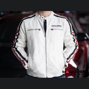 Leather Jacket - MADNESS Autoworks - White - Medium