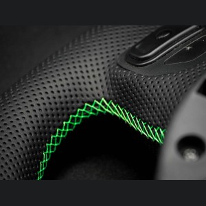 Jeep Gladiator Custom Steering Wheel - Carbon Fiber - F1 Style - Flat Bottom - Alcantara / Green Stitch