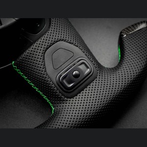 Jeep Wrangler JL Custom Steering Wheel - Carbon Fiber - F1 Style - Flat Bottom - Alcantara/ Green Stitch