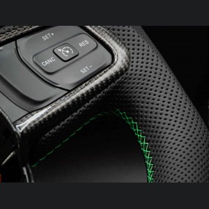 Jeep Gladiator Custom Steering Wheel - Carbon Fiber - F1 Style - Flat Bottom - Alcantara / Green Stitch