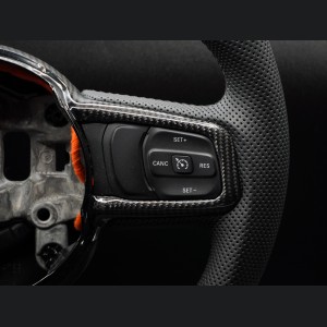 Jeep Wrangler JL Custom Steering Wheel - Carbon Fiber - Round Top/ Flat Bottom - Perf Leather/ Black Stitch