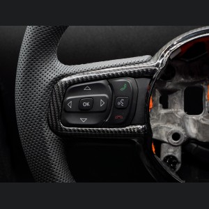 Jeep Wrangler JL Custom Steering Wheel - Carbon Fiber - Round Top/ Flat Bottom - Perf Leather/ Black Stitch