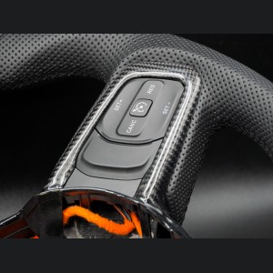 Jeep Wrangler JL Custom Steering Wheel - Carbon Fiber - Round Top/ Flat Bottom - Perf Leather/ Black Stitch