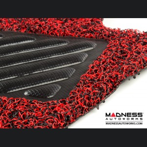 Jeep Renegade All Weather Floor Mats - Front + Rear - Rubber Woven Carpet - Red + Black 