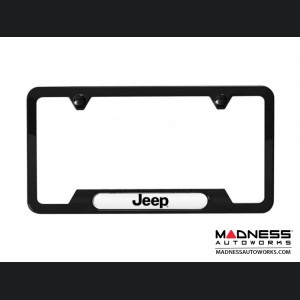 Jeep Compass License Plate Frame - Satin Black w/ Jeep Logo